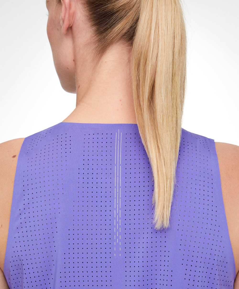 Oysho Microperforated Technical Ujjatlan T-shirt Violet | ZWOAMQ-527