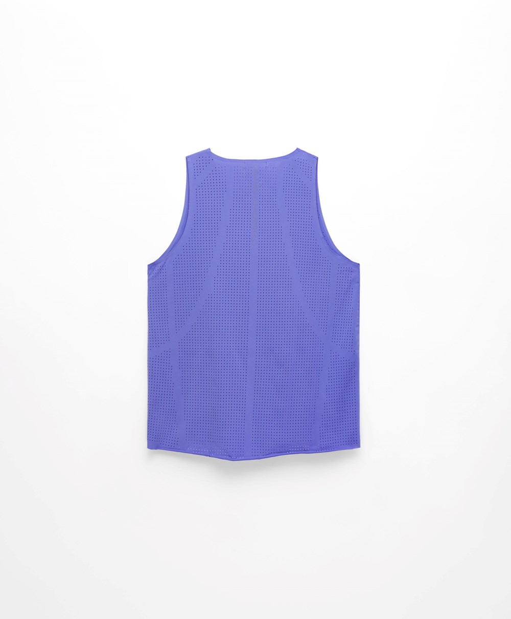 Oysho Microperforated Technical Ujjatlan T-shirt Violet | ZWOAMQ-527