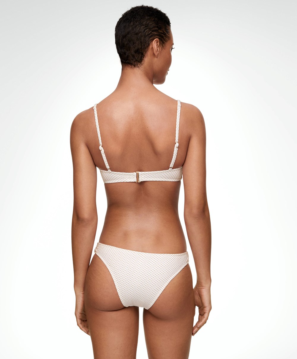 Oysho Mid-rise Bikini Briefs Fehér | SFVZGL-601