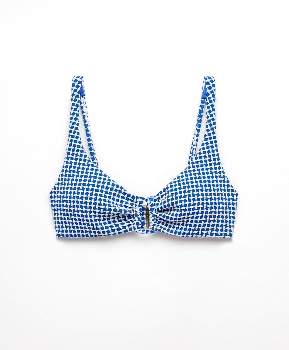 Oysho Mini Geometric Halter Bikini Top Kék | SOUZDA-685