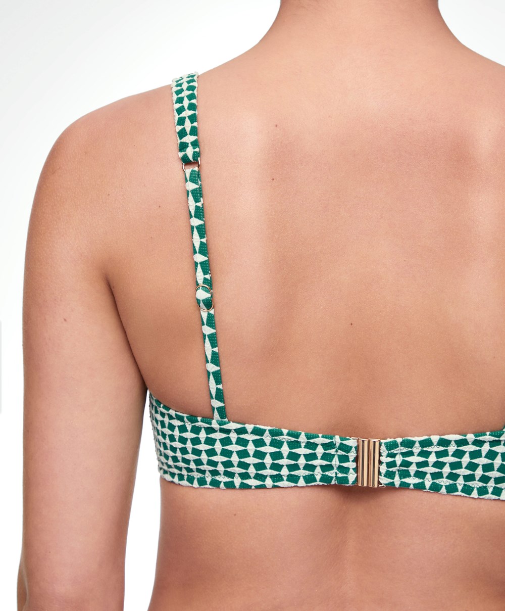 Oysho Mini Geometric Halter Bikini Top Zöld | LMAZFQ-567