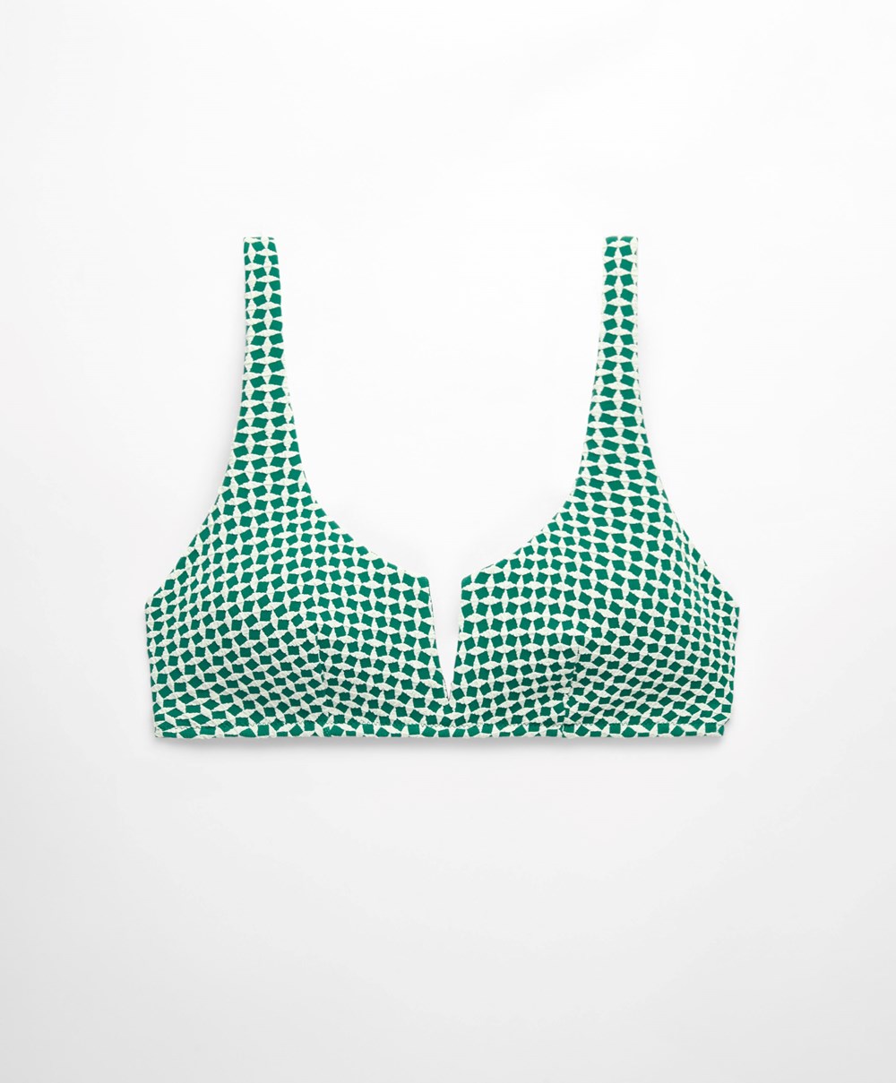 Oysho Mini Geometric Halter Bikini Top Zöld | LMAZFQ-567