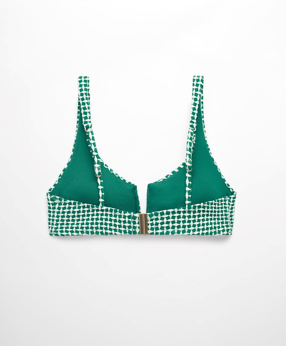 Oysho Mini Geometric Halter Bikini Top Zöld | LMAZFQ-567