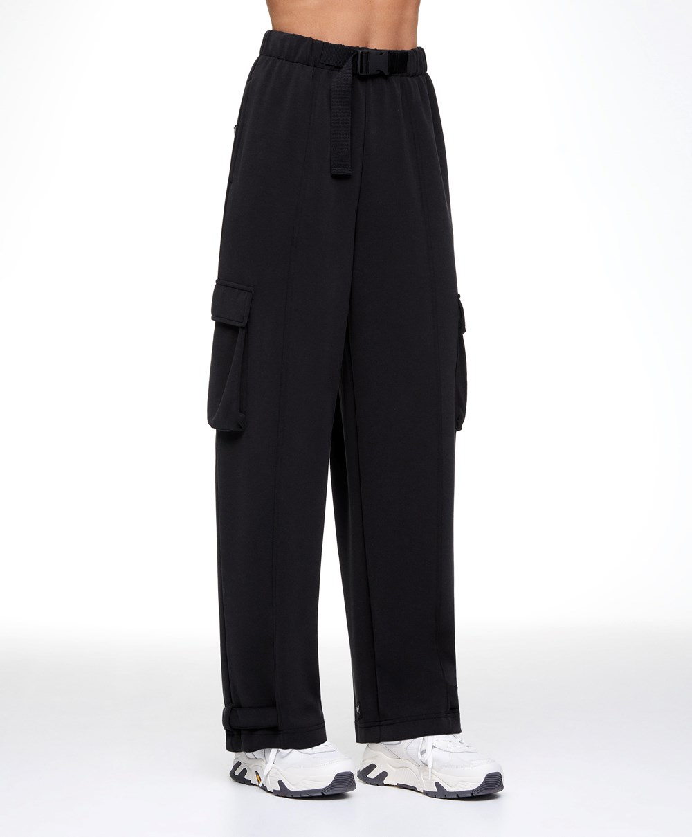 Oysho Modal Cargo Trousers Fekete | DXZAUH-594