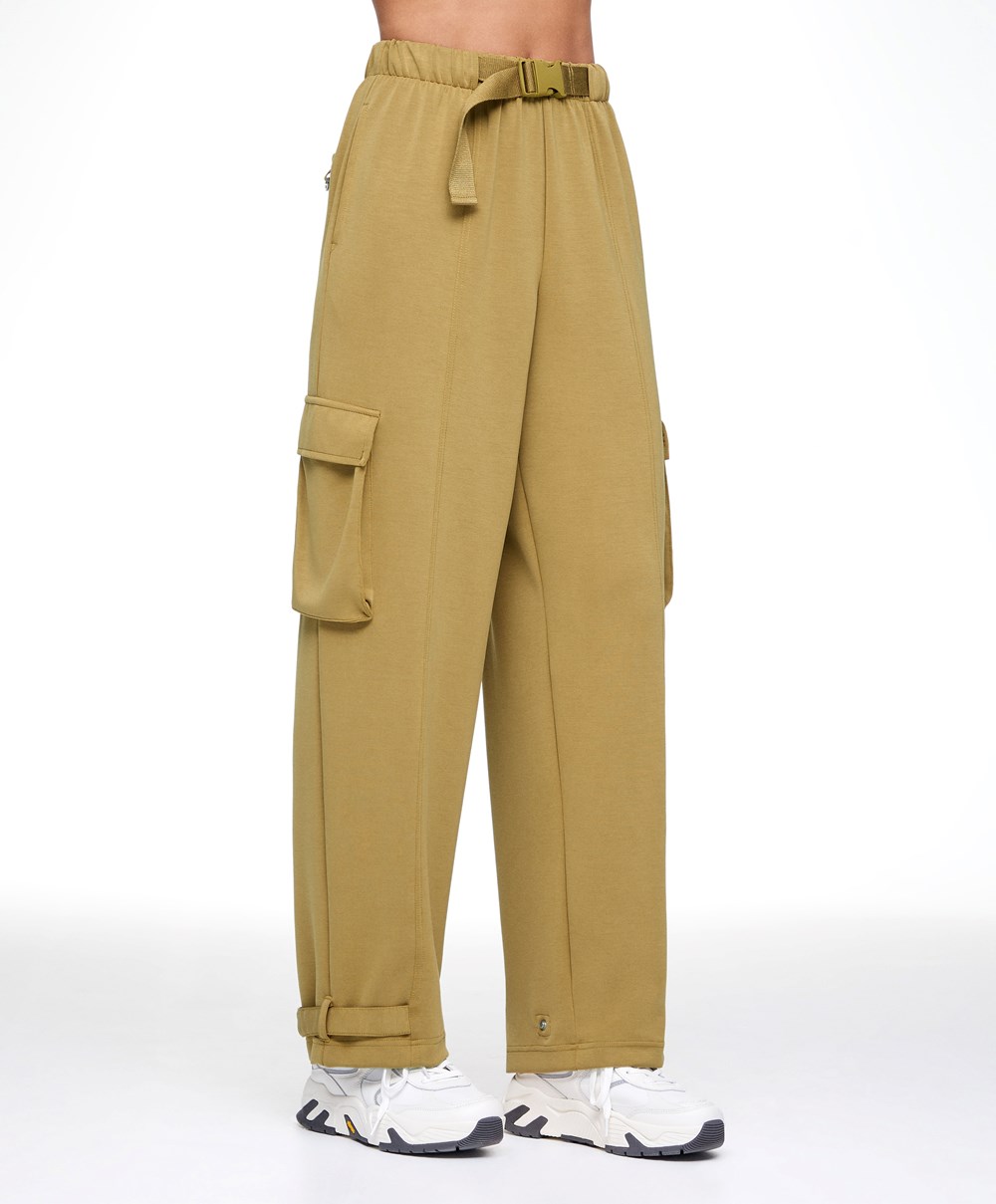 Oysho Modal Cargo Trousers Olivazöld | CTXHQP-492