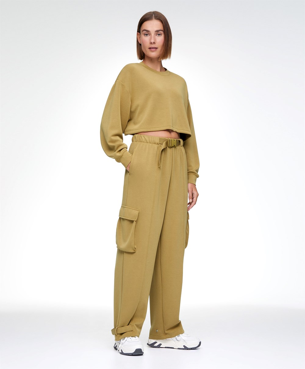 Oysho Modal Cargo Trousers Olivazöld | CTXHQP-492