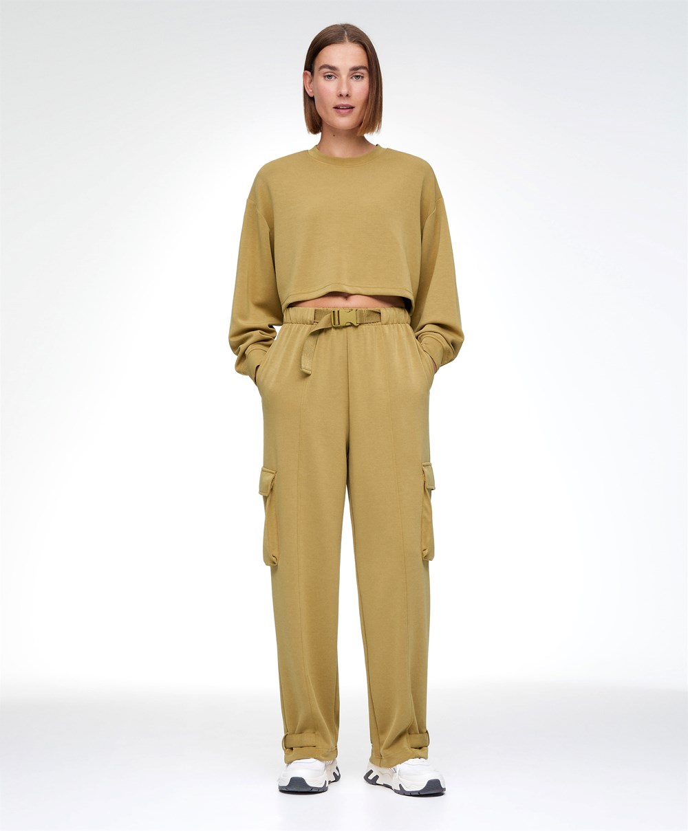 Oysho Modal Cargo Trousers Olivazöld | CTXHQP-492