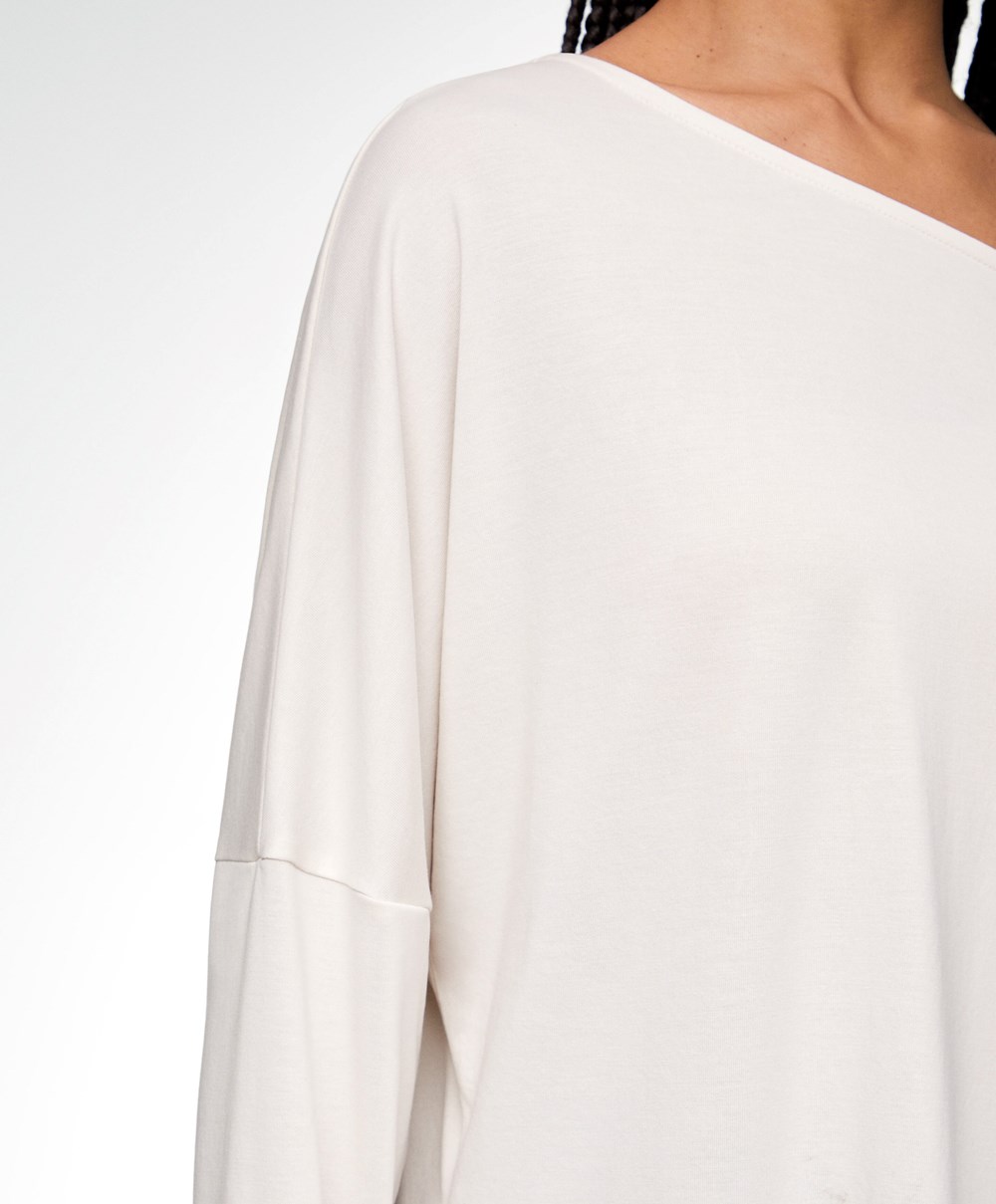 Oysho Modal Long-sleeved T-shirt Cream-white | MAJBSX-173