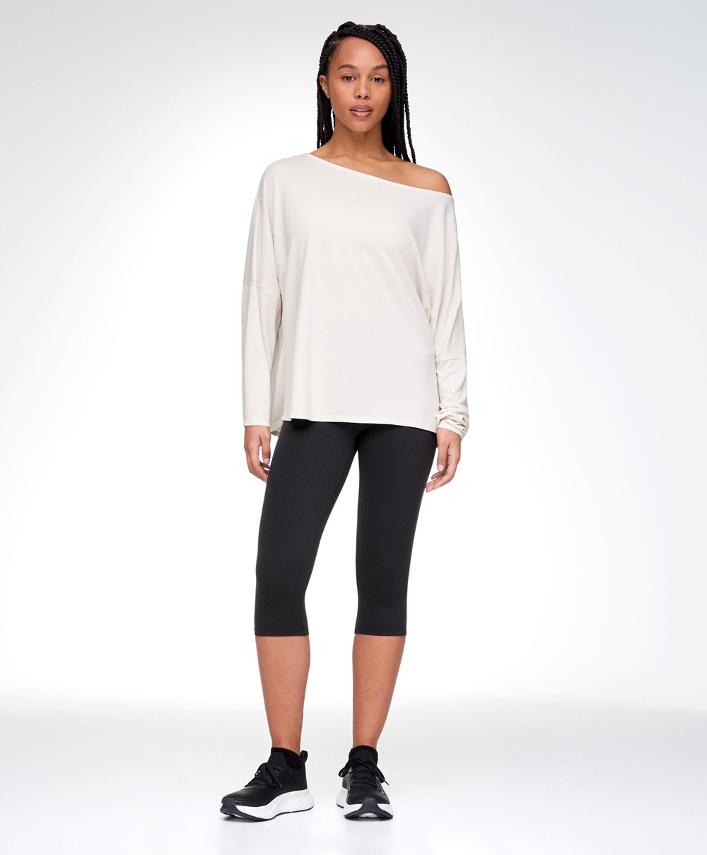 Oysho Modal Long-sleeved T-shirt Cream-white | MAJBSX-173