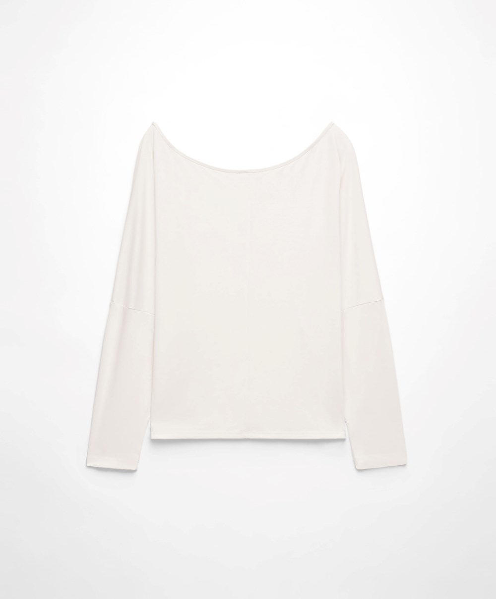 Oysho Modal Long-sleeved T-shirt Cream-white | MAJBSX-173