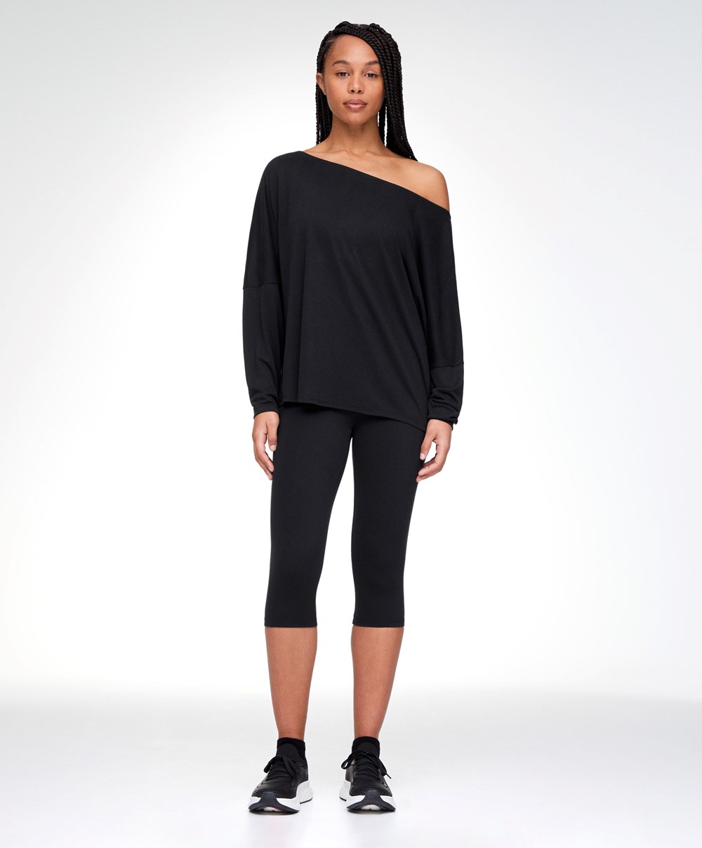 Oysho Modal Long-sleeved T-shirt Fekete | MJNDSE-390