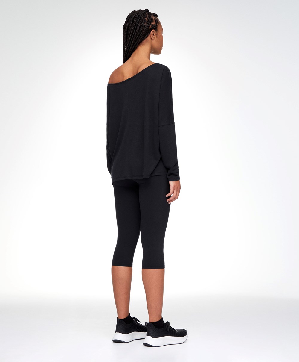 Oysho Modal Long-sleeved T-shirt Fekete | MJNDSE-390