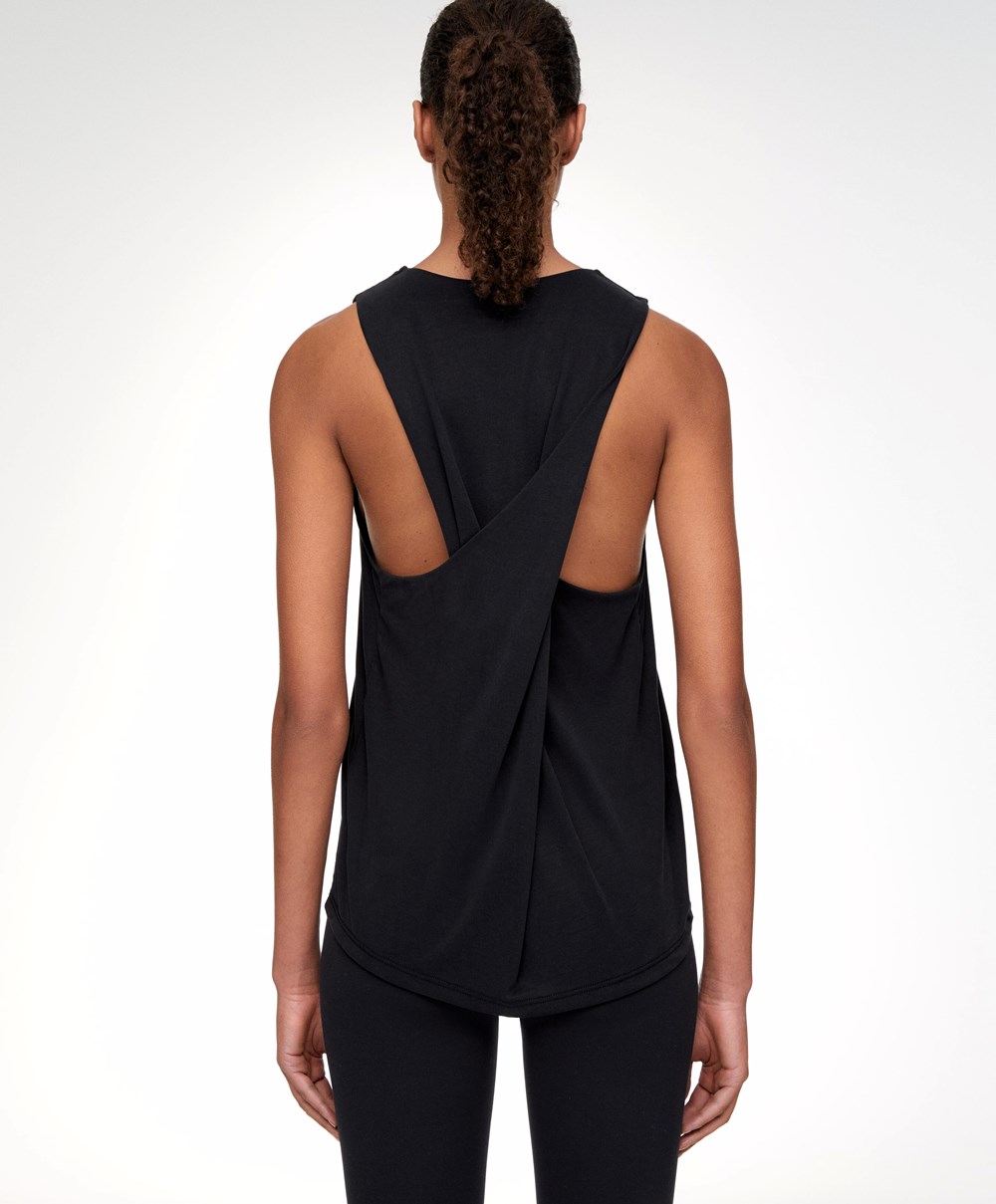 Oysho Modal Open Back Ujjatlan T-shirt Fekete | JSVNFC-948