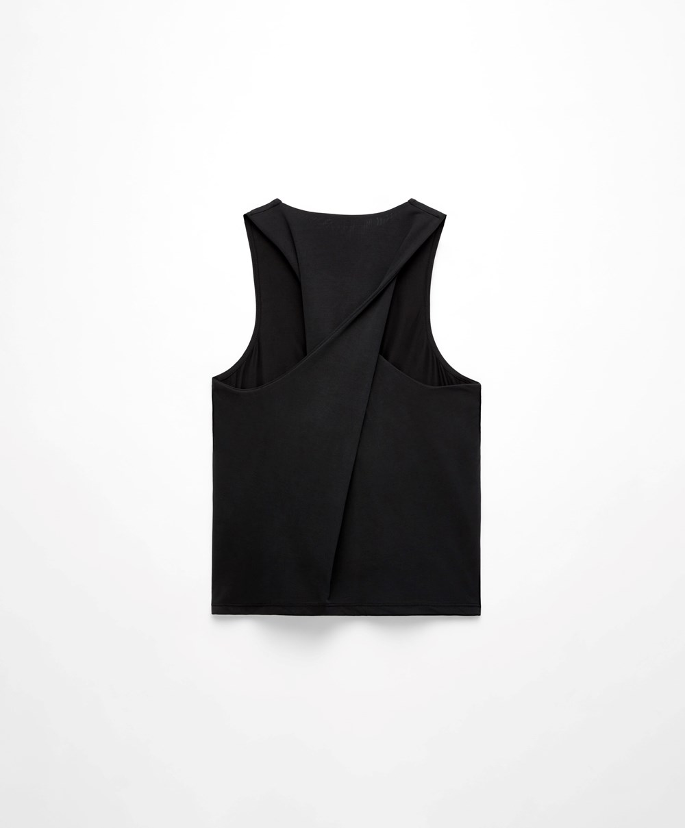 Oysho Modal Open Back Ujjatlan T-shirt Fekete | UVWEYO-168