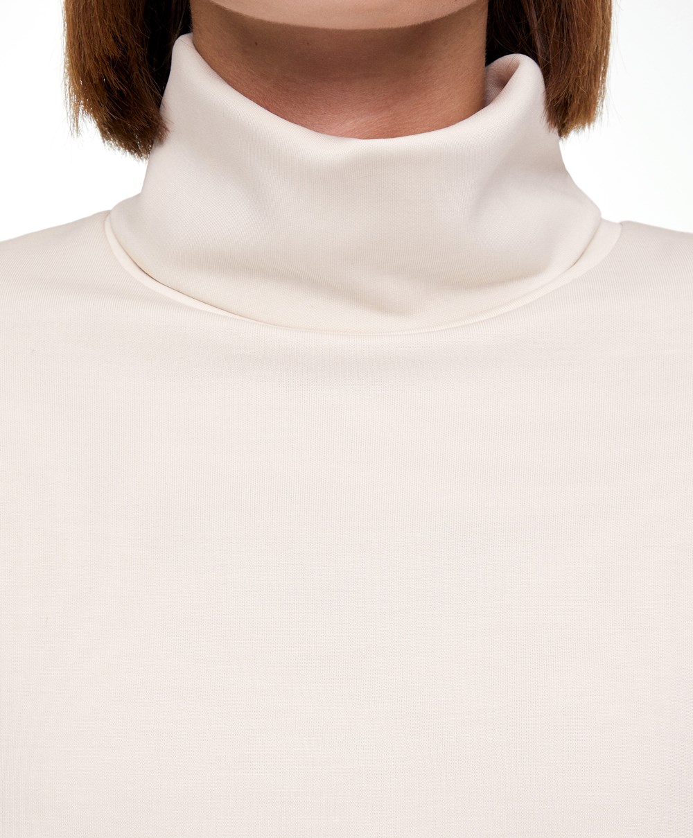 Oysho Modal Roll-neck Crop Sweatshirt Stone | OEXLMQ-689