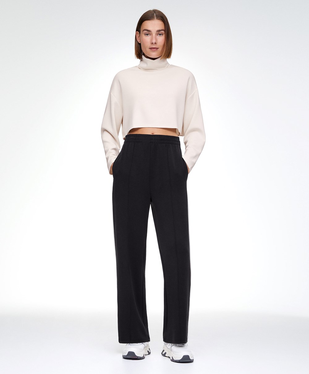 Oysho Modal Roll-neck Crop Sweatshirt Stone | OEXLMQ-689