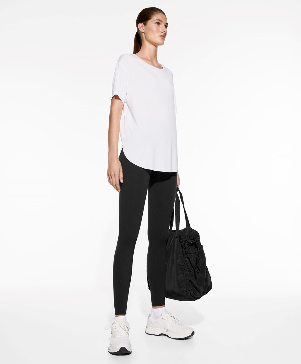 Oysho Modal Rövid-sleeved T-shirt Ecru | OJXPMC-260