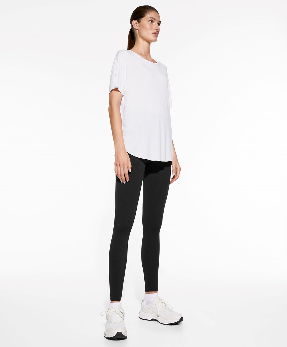 Oysho Modal Rövid-sleeved T-shirt Ecru | OJXPMC-260