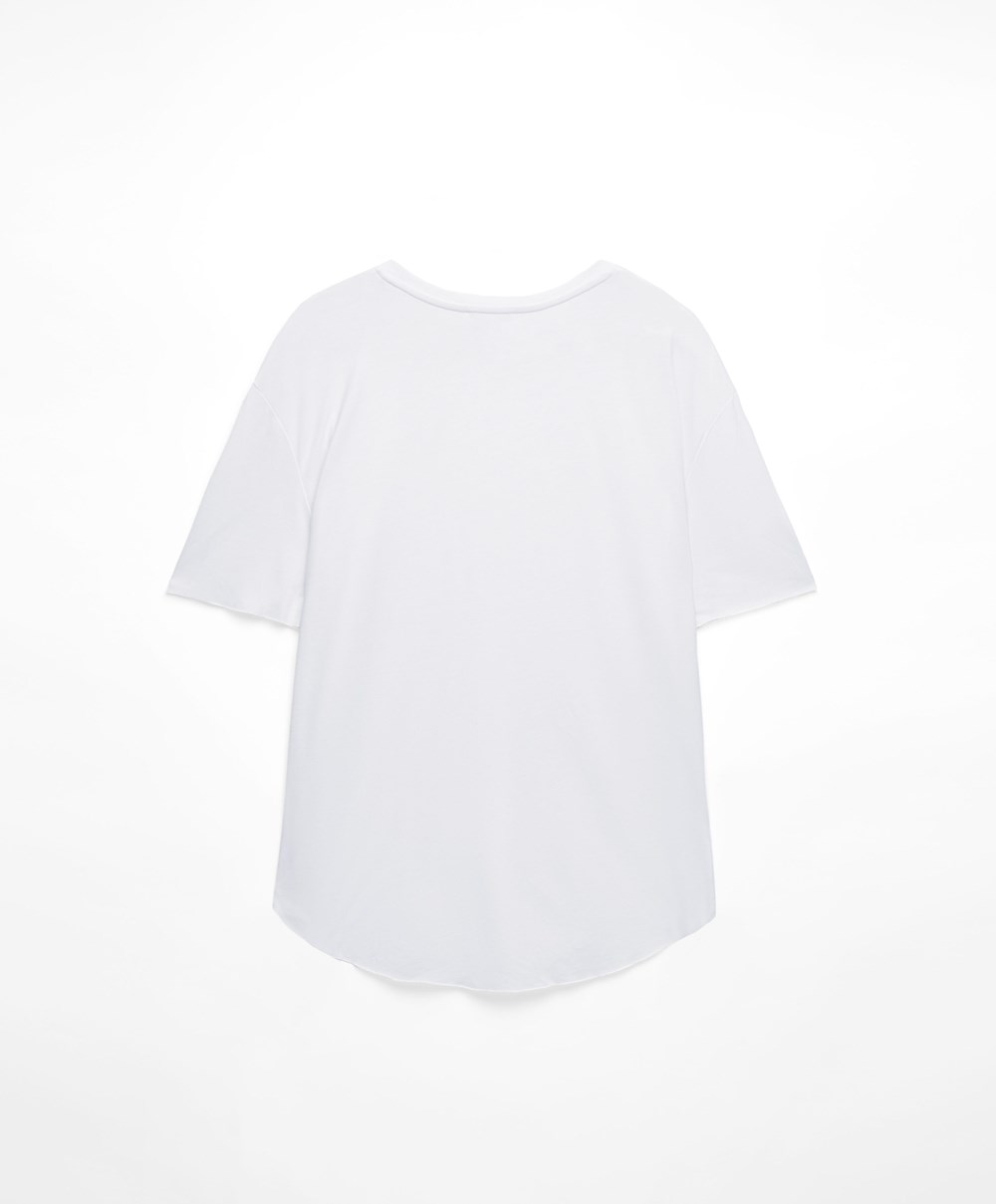 Oysho Modal Rövid-sleeved T-shirt Ecru | OJXPMC-260