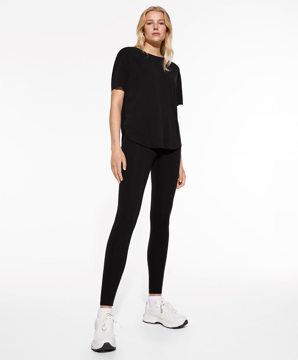 Oysho Modal Rövid-sleeved T-shirt Fekete | RYTKDS-046