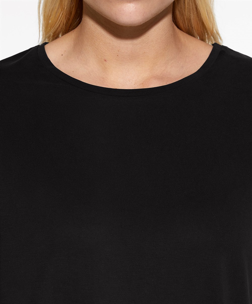 Oysho Modal Rövid-sleeved T-shirt Fekete | RYTKDS-046