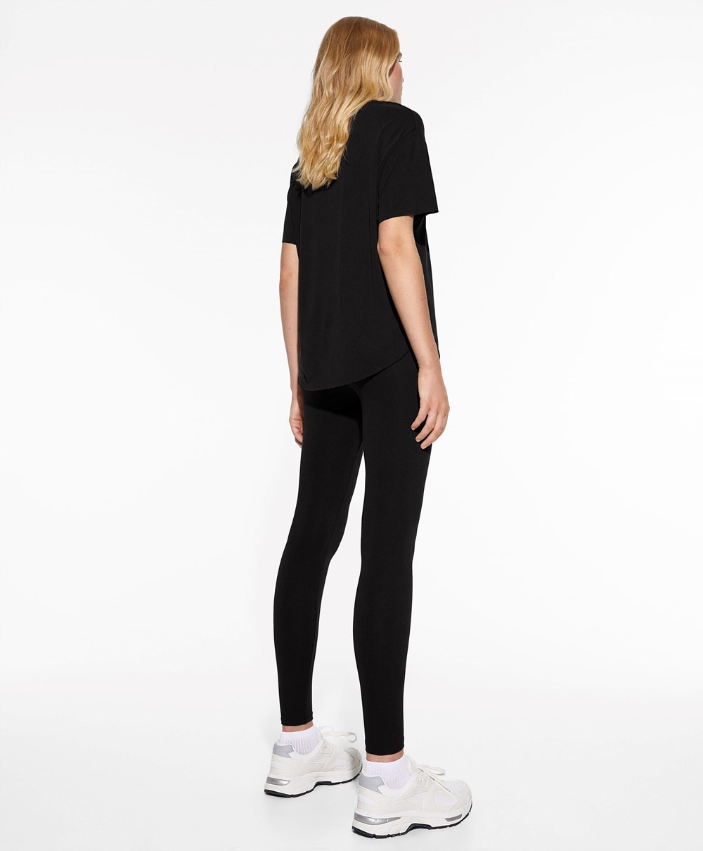 Oysho Modal Rövid-sleeved T-shirt Fekete | RYTKDS-046