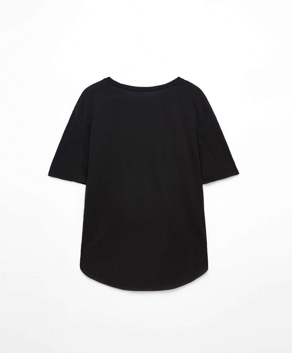 Oysho Modal Rövid-sleeved T-shirt Fekete | RYTKDS-046