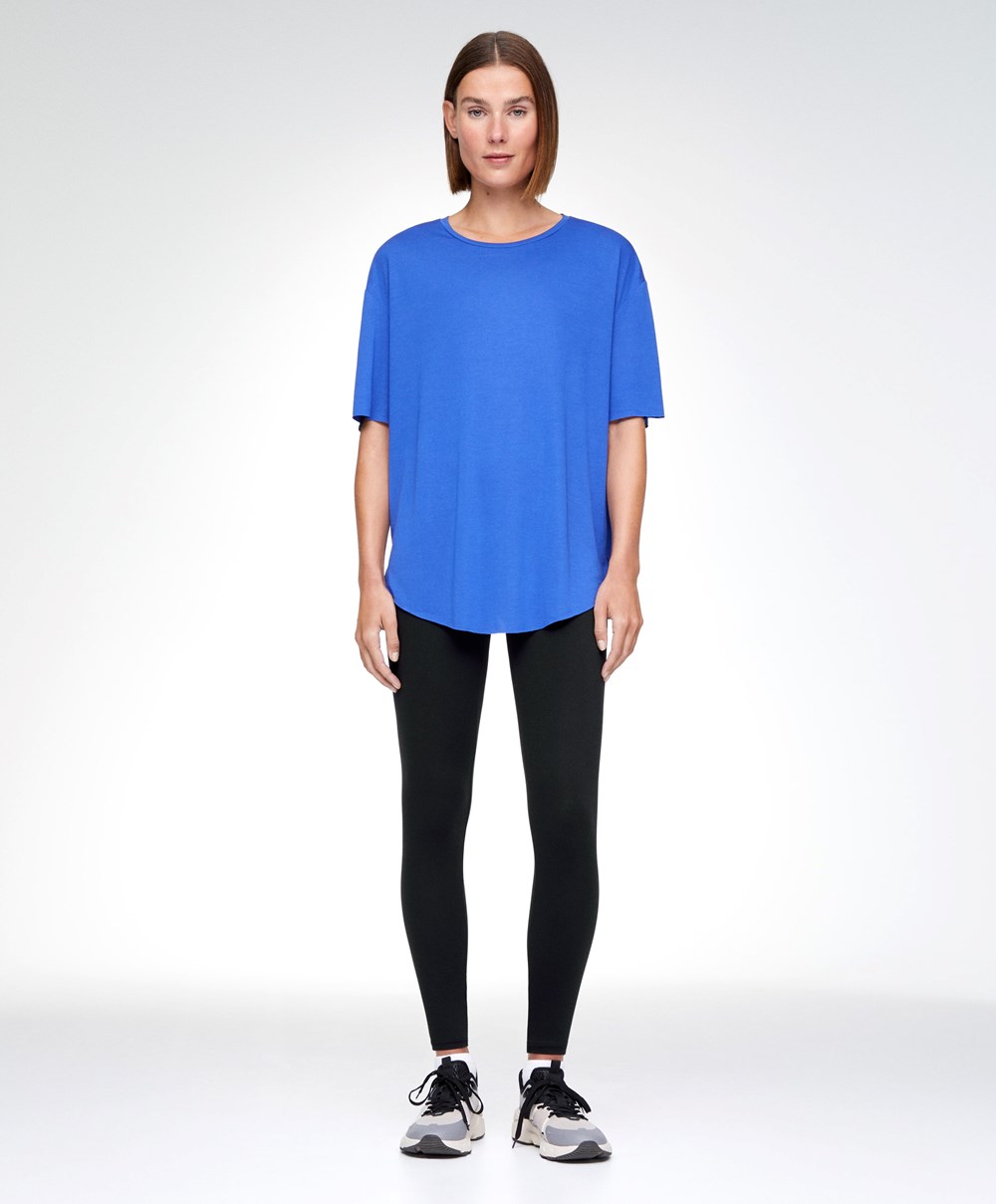 Oysho Modal Rövid-sleeved T-shirt Kék | KLCYBR-892