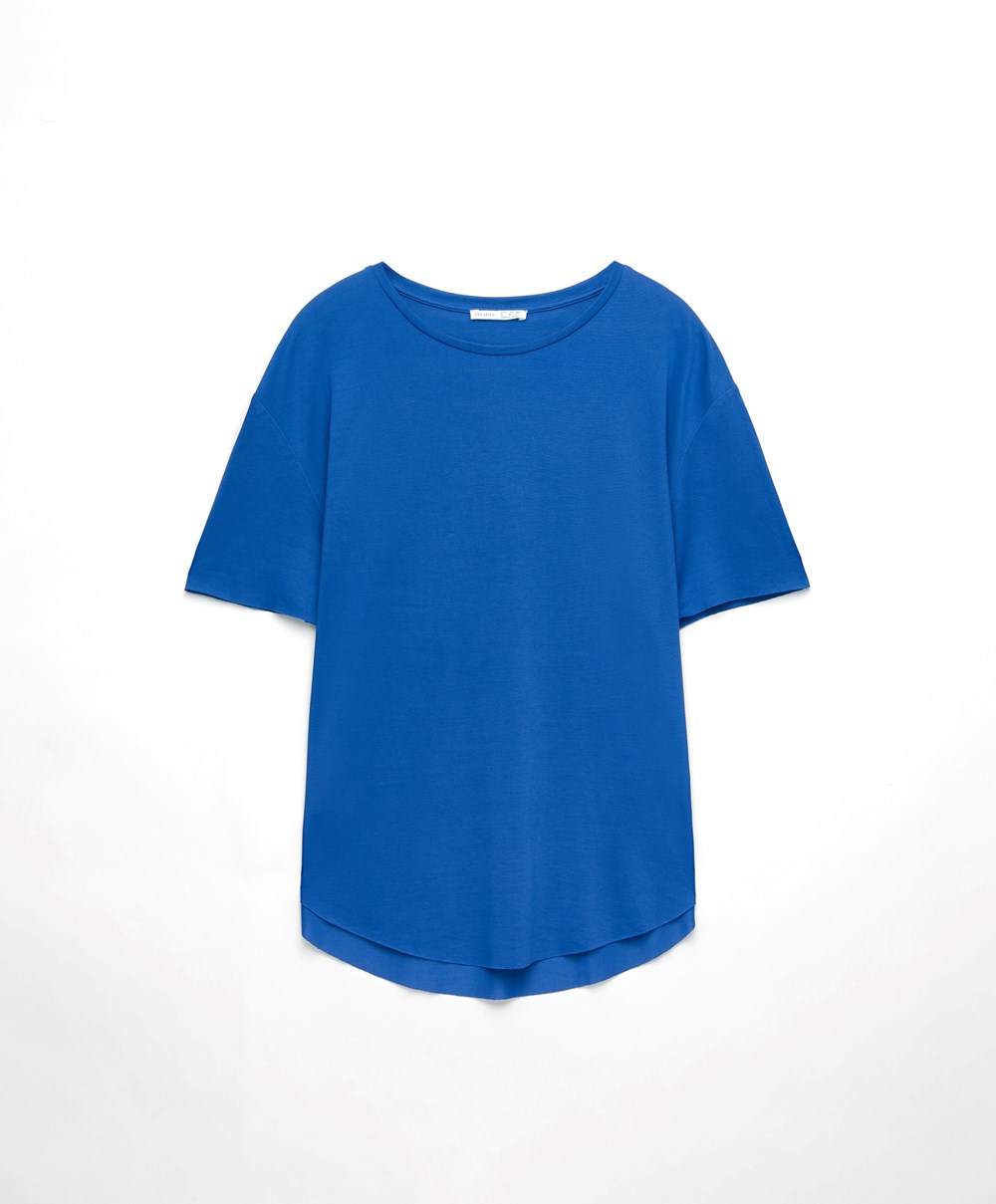 Oysho Modal Rövid-sleeved T-shirt Kék | KLCYBR-892