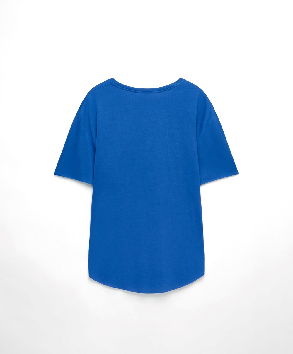 Oysho Modal Rövid-sleeved T-shirt Kék | KLCYBR-892