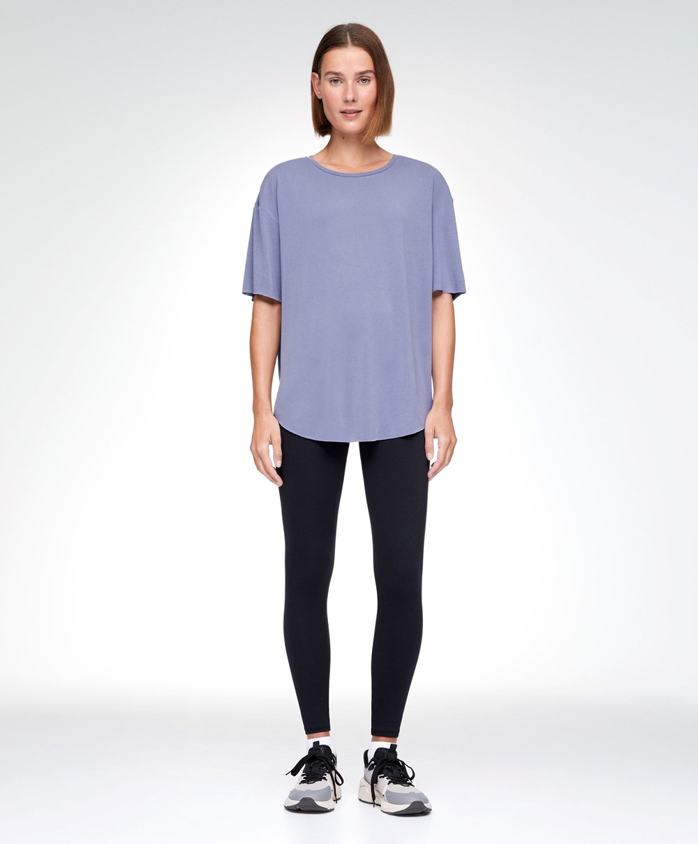 Oysho Modal Rövid-sleeved T-shirt Kék | XMKZQL-910