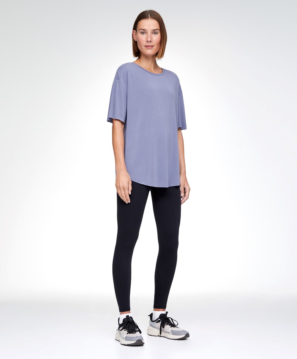 Oysho Modal Rövid-sleeved T-shirt Kék | XMKZQL-910