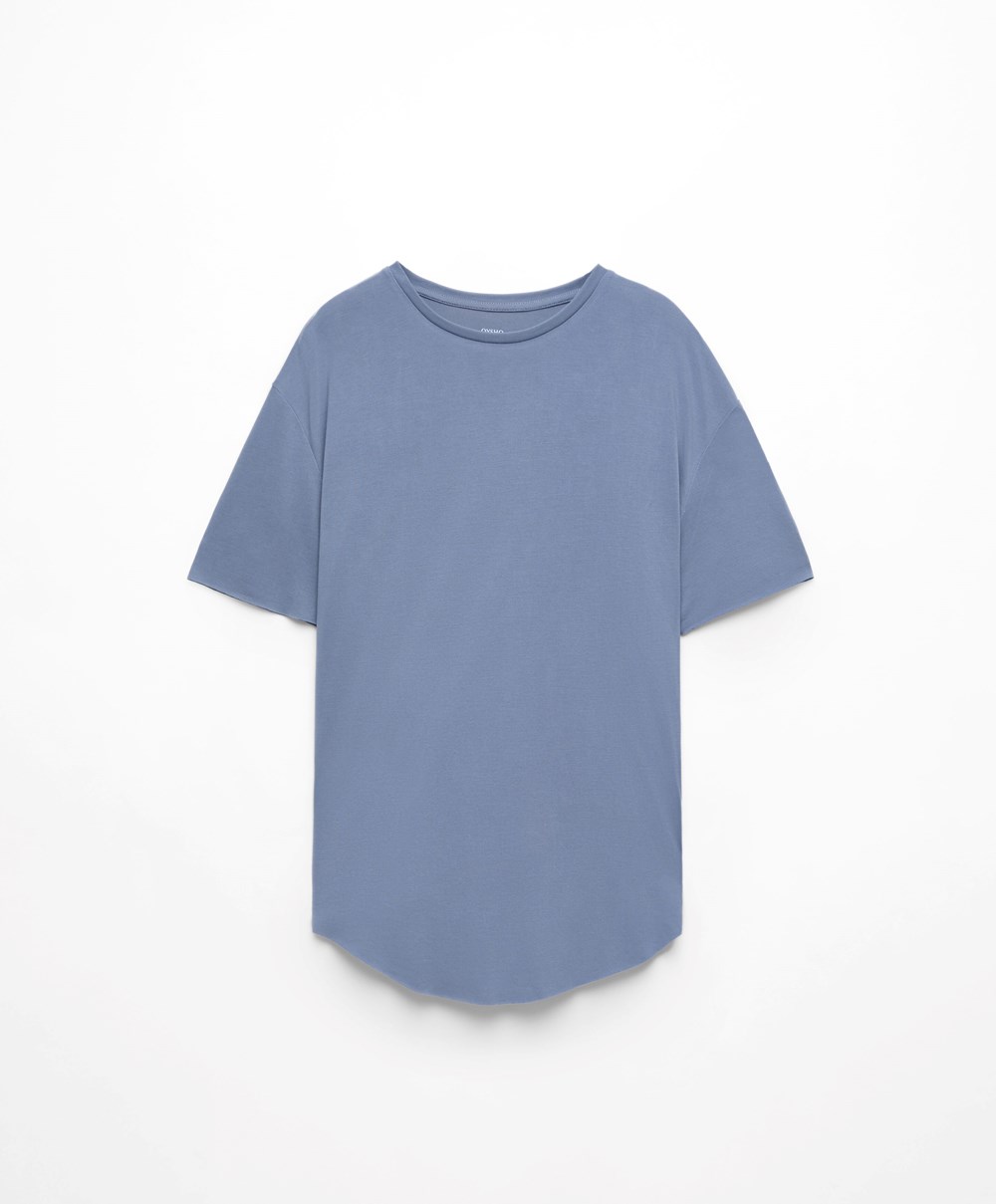 Oysho Modal Rövid-sleeved T-shirt Kék | XMKZQL-910