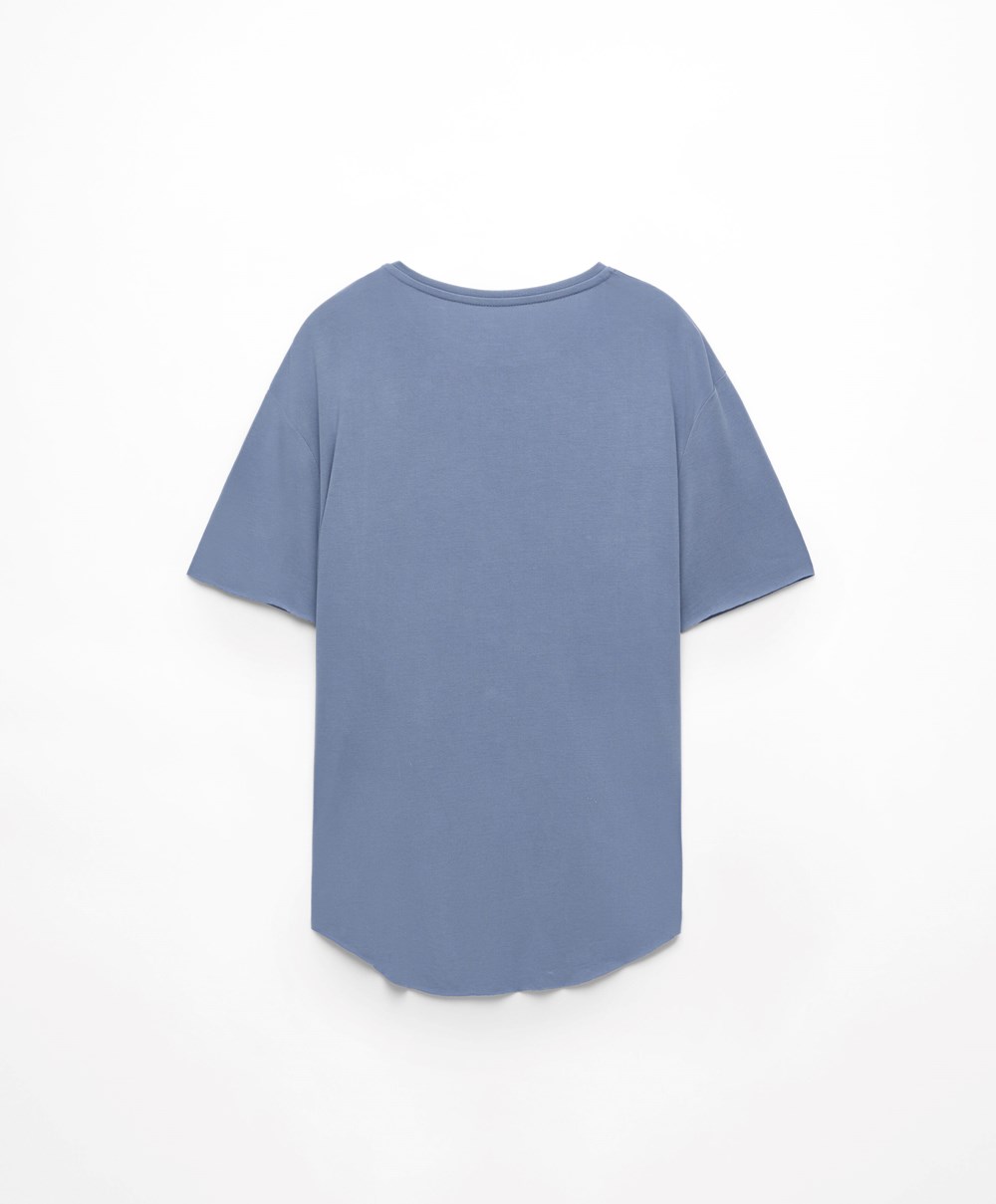 Oysho Modal Rövid-sleeved T-shirt Kék | XMKZQL-910