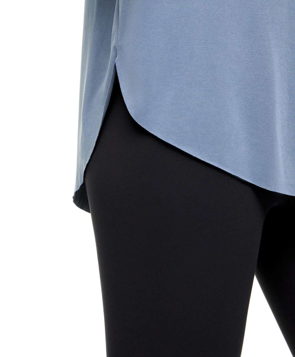 Oysho Modal Rövid-sleeved T-shirt Mid-blue | BEQUCJ-095