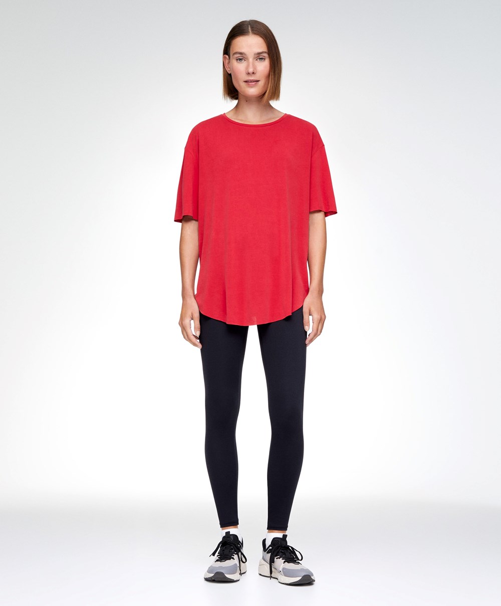 Oysho Modal Rövid-sleeved T-shirt Piros | PEKOYG-904