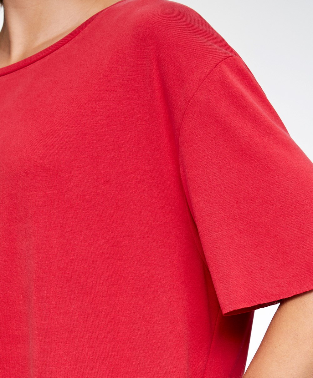 Oysho Modal Rövid-sleeved T-shirt Piros | PEKOYG-904