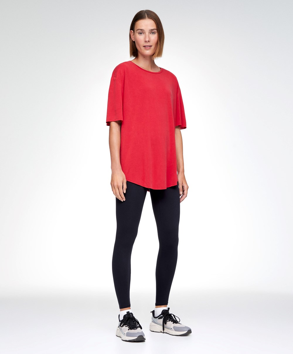 Oysho Modal Rövid-sleeved T-shirt Piros | PEKOYG-904