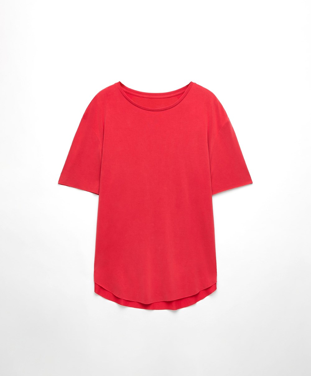 Oysho Modal Rövid-sleeved T-shirt Piros | PEKOYG-904