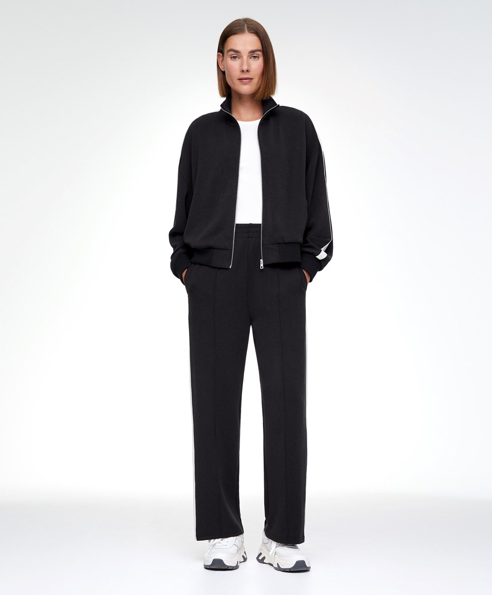 Oysho Modal Side Band Jacket Fekete | LIDNPR-579