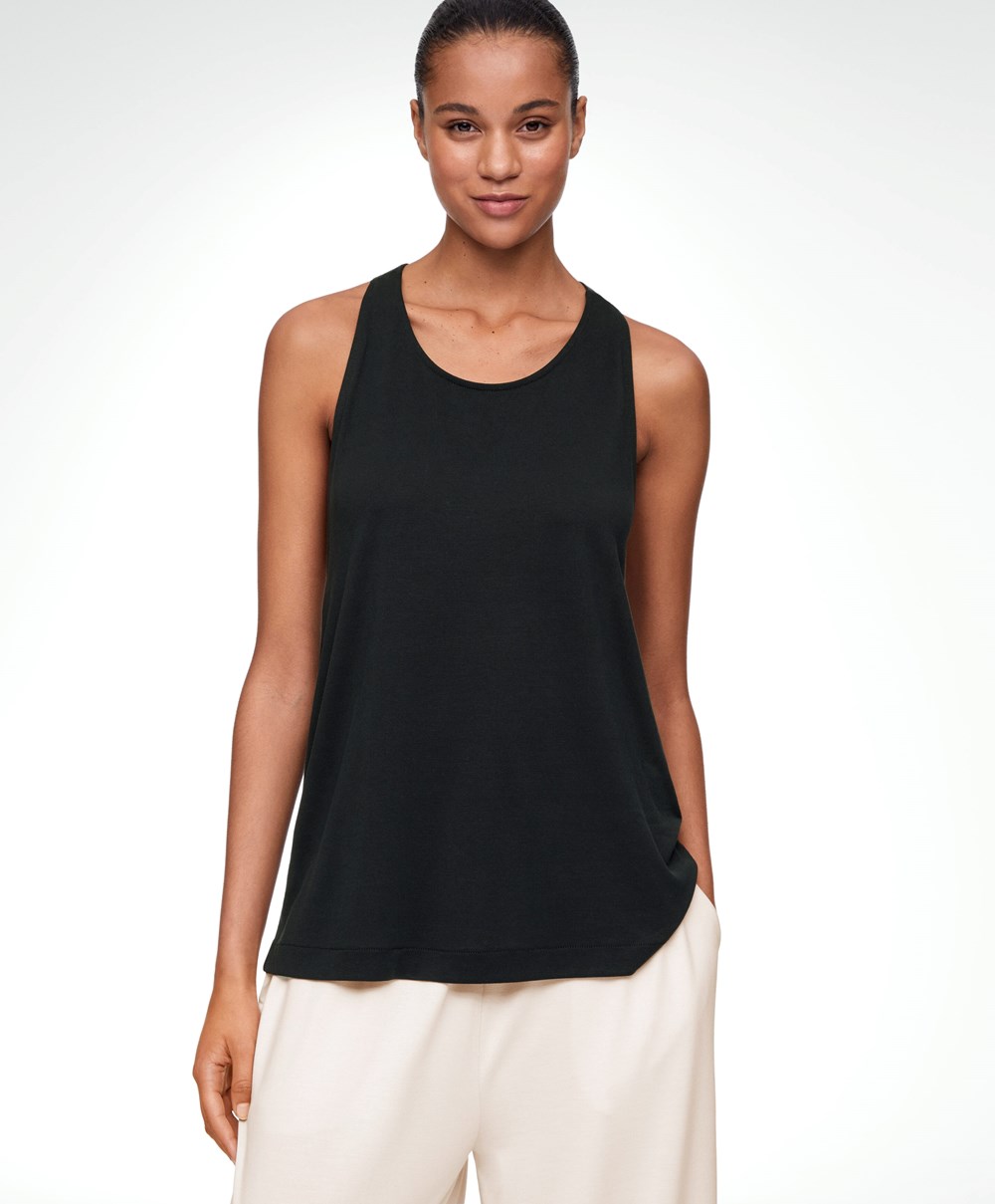 Oysho Modal Twist Vest Top Fekete | XDMFYS-564