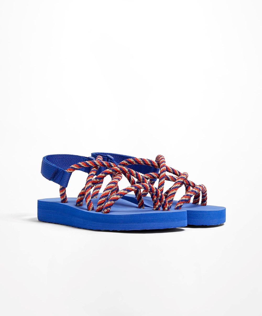 Oysho Multi-coloured Cord Beachwear Platforms Kék | KYOQND-950