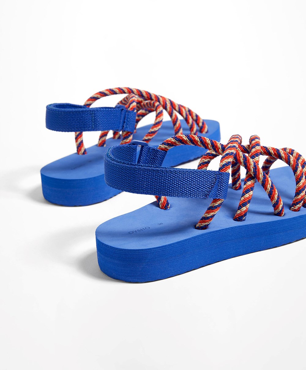 Oysho Multi-coloured Cord Beachwear Platforms Kék | KYOQND-950