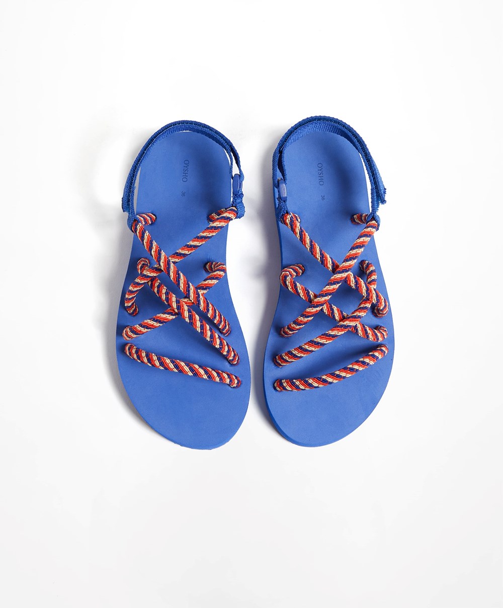 Oysho Multi-coloured Cord Beachwear Platforms Kék | TZWVDN-152