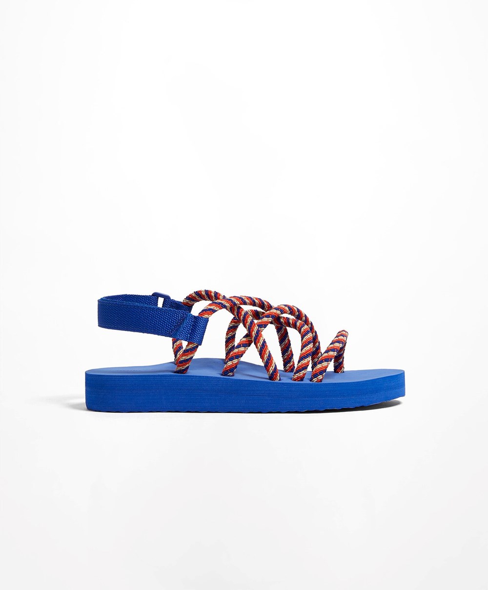 Oysho Multi-coloured Cord Beachwear Platforms Kék | TZWVDN-152