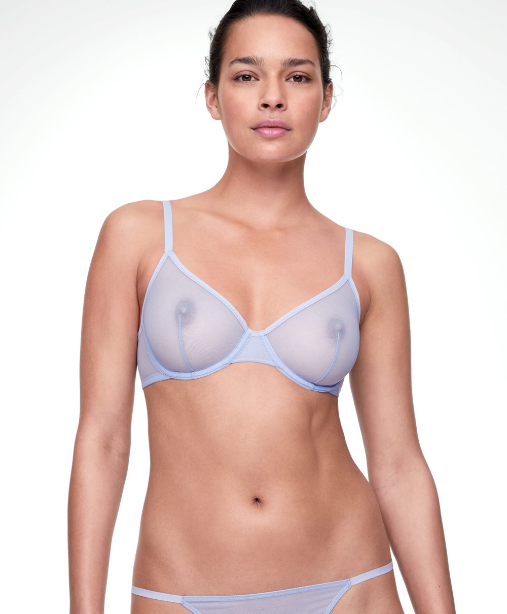 Oysho Non-padded Underwired Classic Bra In Tulle Levendula Kék | GMNFIA-630