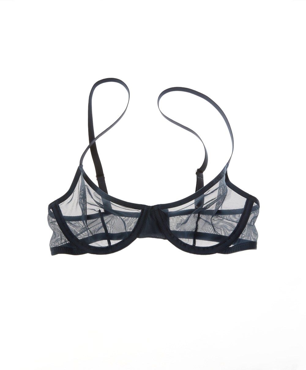 Oysho Non-padded Underwired Classic Bra In Tulle Blue-grey | JUFEZS-670