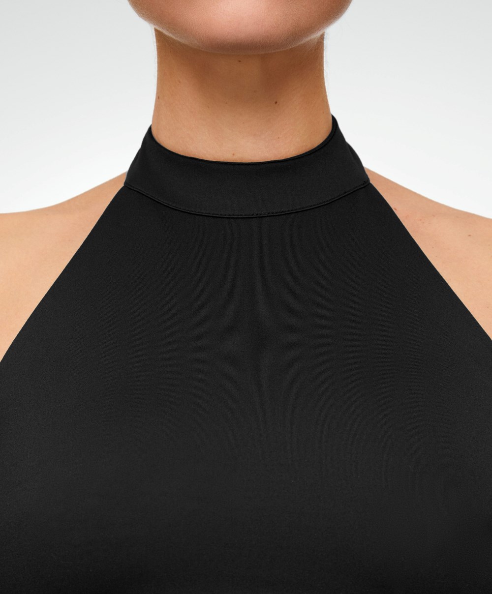 Oysho Open-back Comfortlux Halter Top Fekete | XHQYZM-328