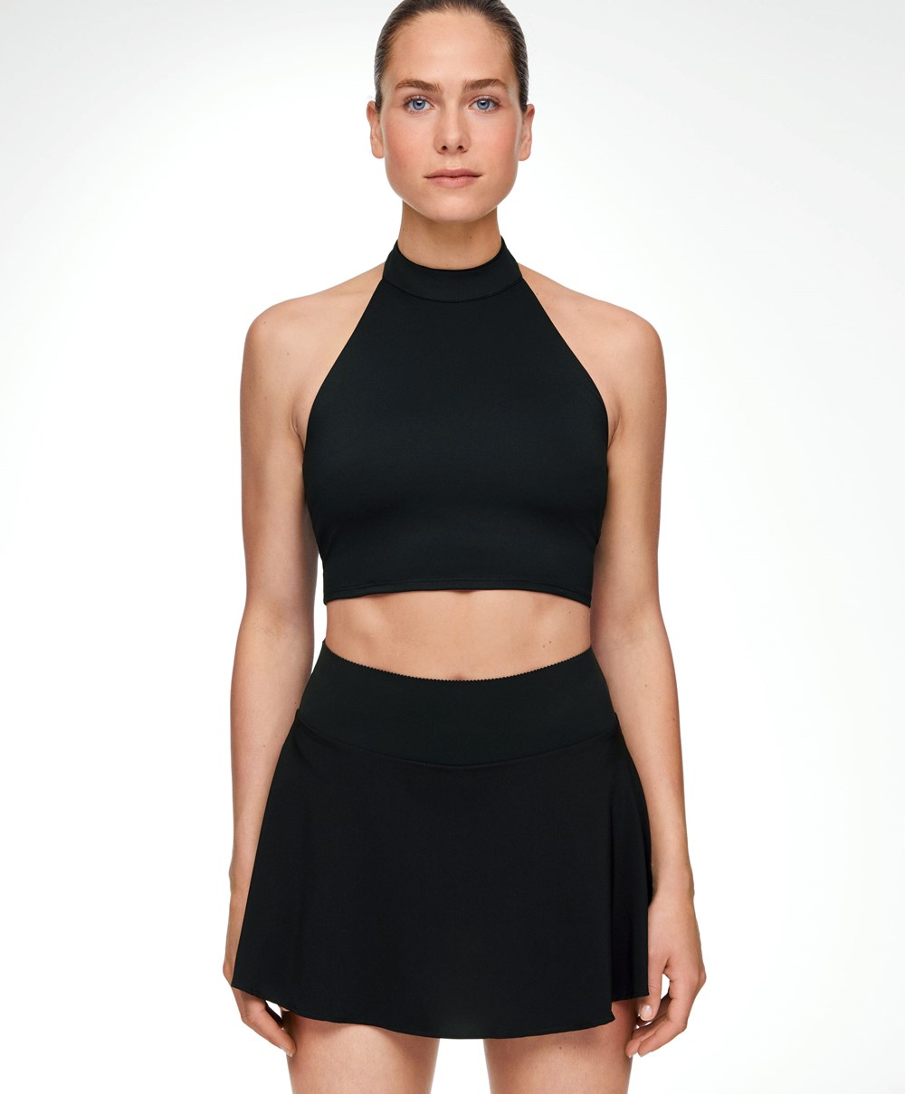 Oysho Open-back Comfortlux Halter Top Fekete | XHQYZM-328