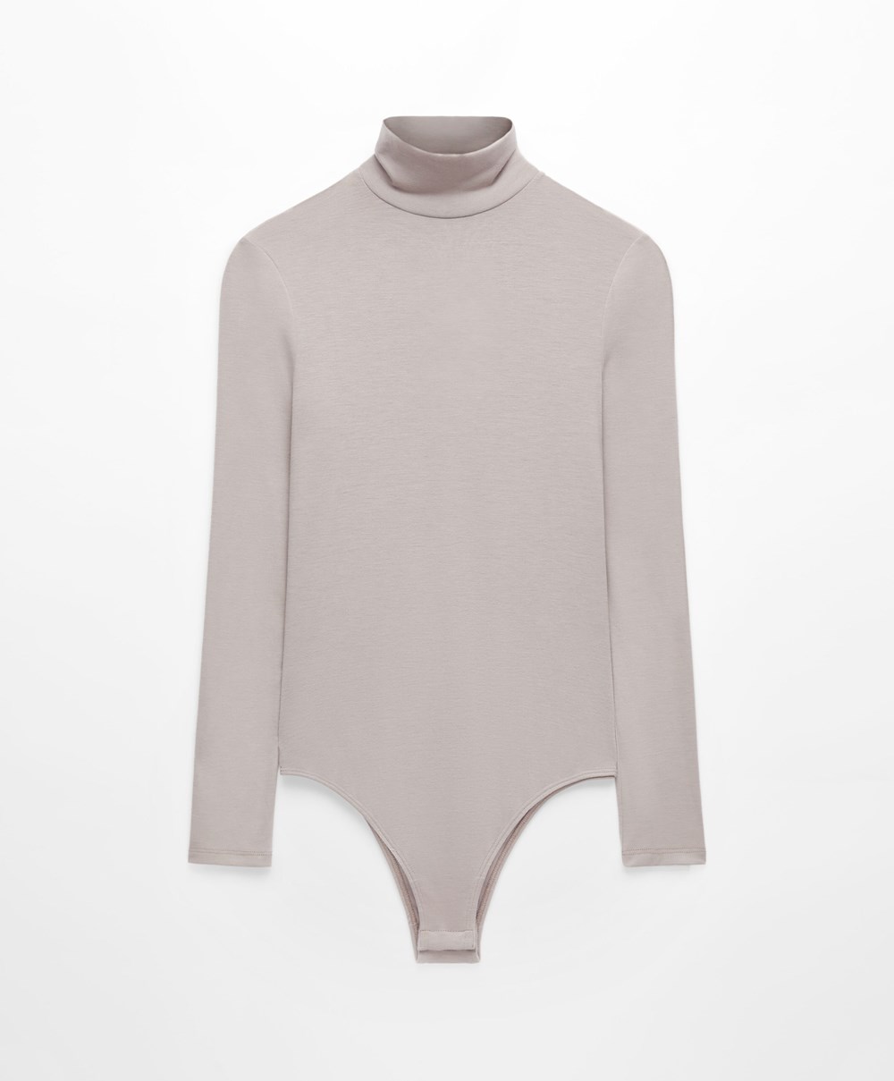 Oysho Outlast® Thermal High-neck Body Pale Taupe | JGUFDH-403